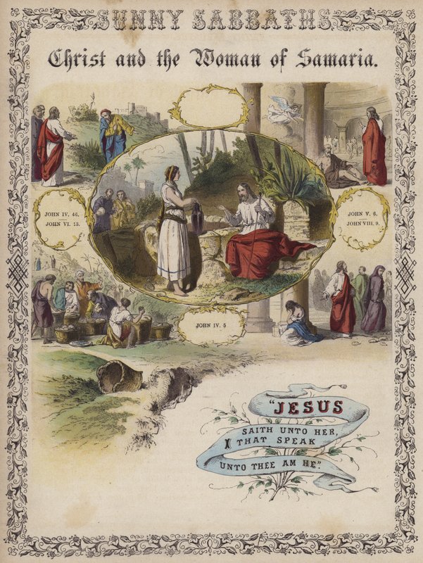 Christus en de vrouw van Samaria door English School