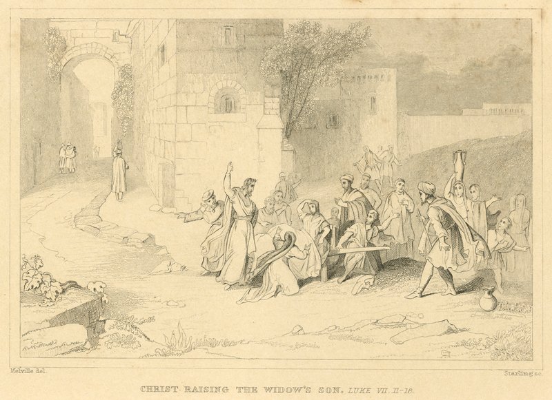 Christus wekt de zoon van de weduwe op, Lucas VII door English School