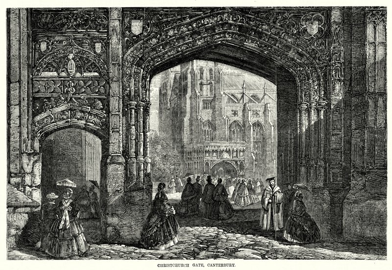 Christchurch Gate, Canterbury (gravure) door English School
