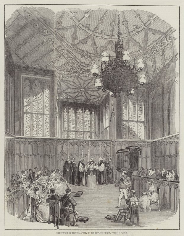 Doop van Prins Alfred, in de Privékapel, Windsor Castle door English School