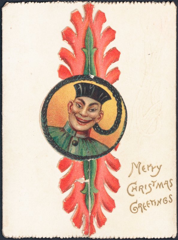 Kerstkaart met een afbeelding van een oosterse man door English School