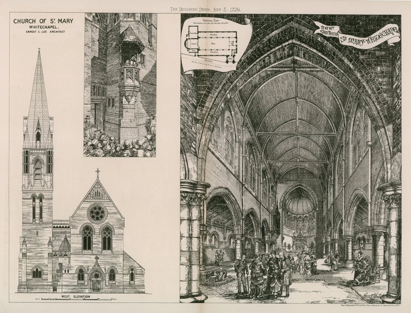 Kerk van St Mary in Whitechapel door English School