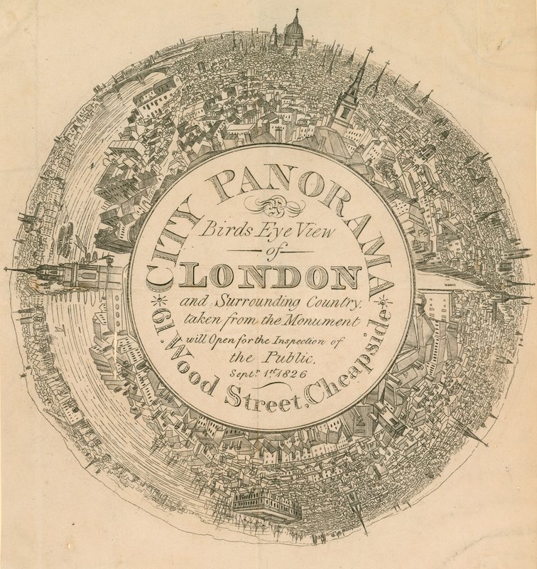 Stads Panorama, een vogelvlucht van Londen en omliggende gebieden vanaf het Monument door English School