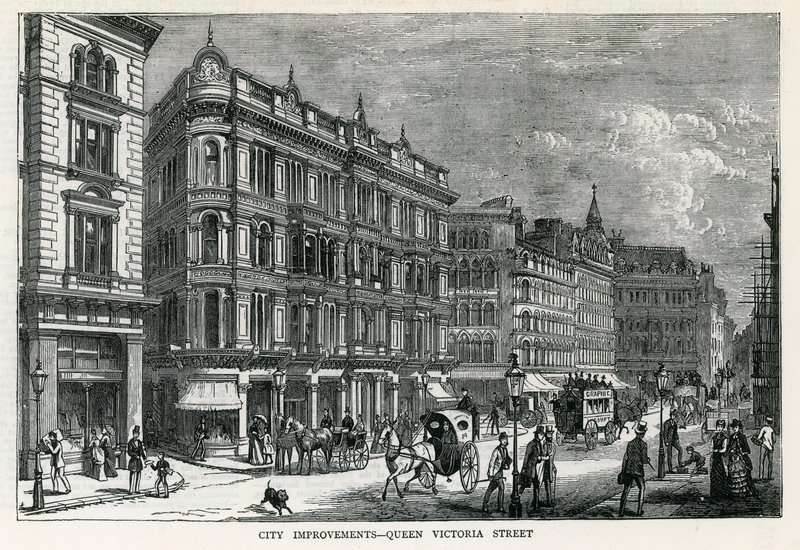 Stadsverbeteringen - Queen Victoria Street, Londen door English School