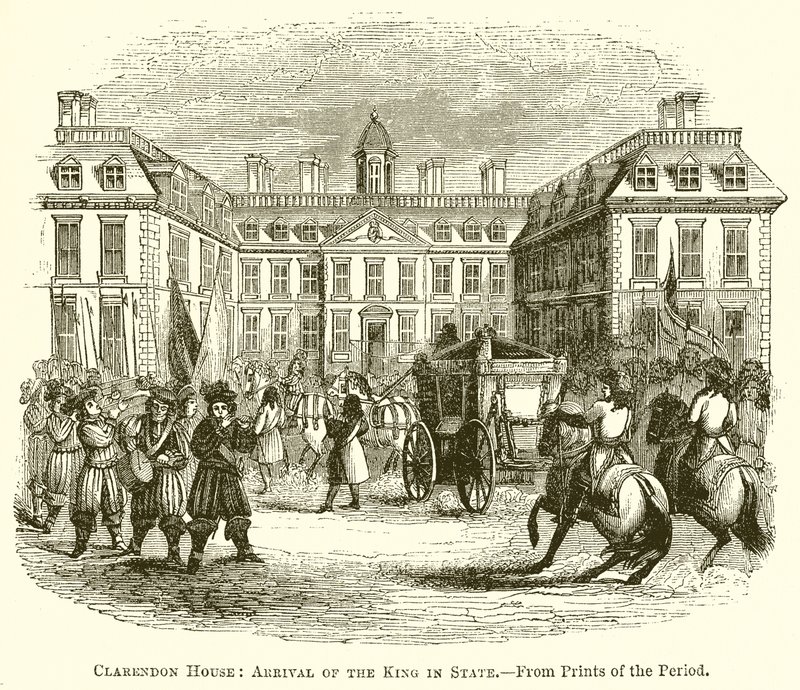 Clarendon House: aankomst van de koning in staatsie door English School