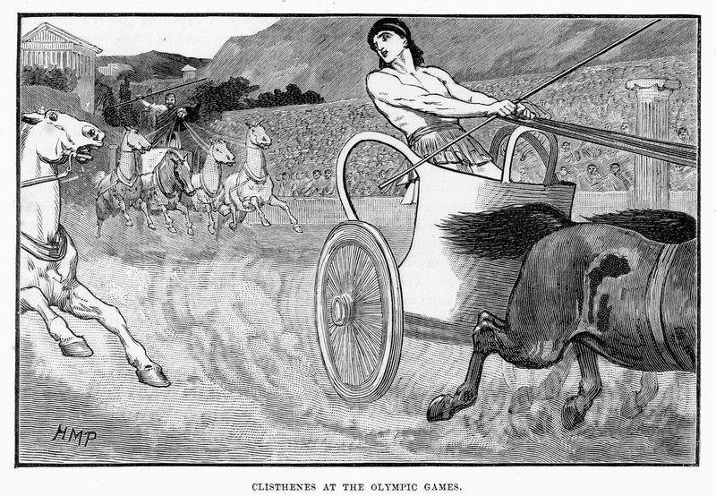 Clisthenes bij de Olympische Spelen, illustratie uit Cassells Geïllustreerde Universele Geschiedenis door Edward Ollier, 1890 door English School
