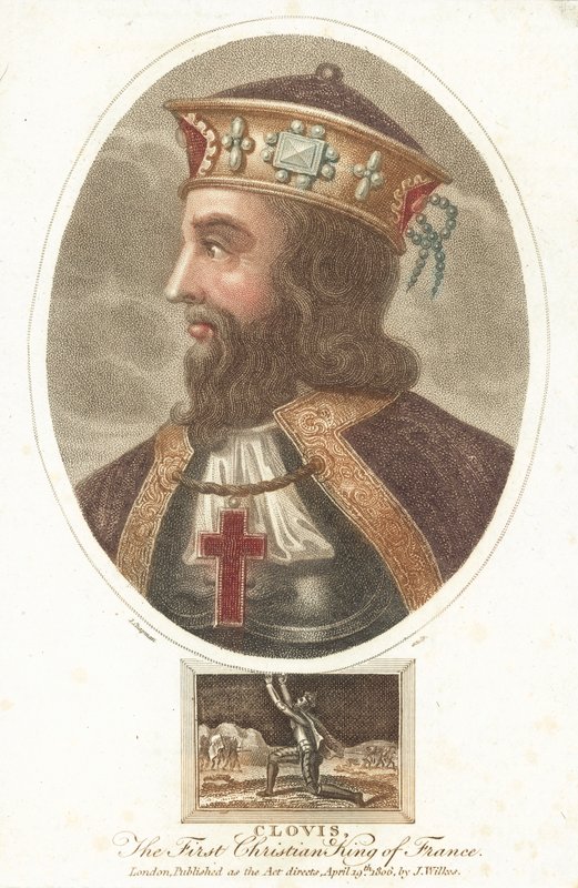 Clovis I, eerste christelijke koning van de Franken door English School