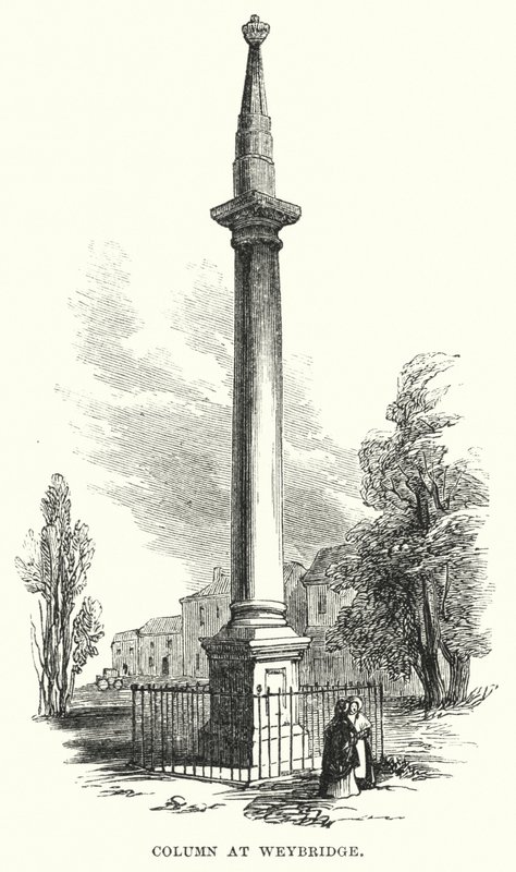 Kolom in Weybridge (gravure) door English School