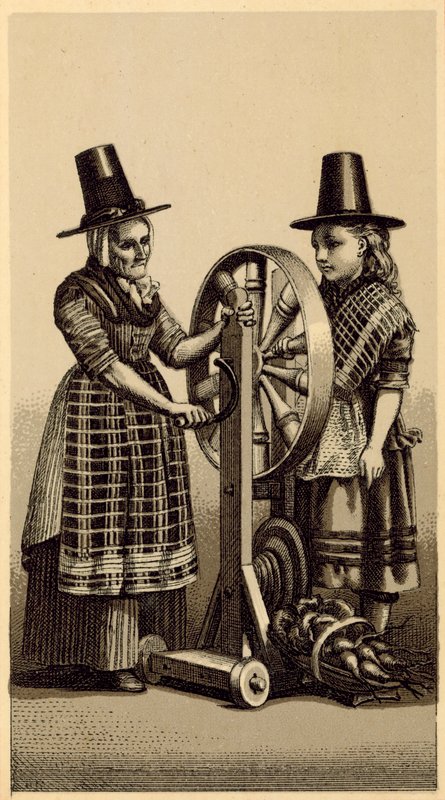 Kostuums van Wales: Spinning Jenny door English School