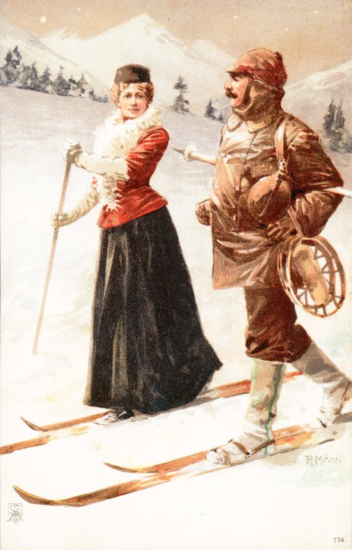 Koppel aan het skiën door English School