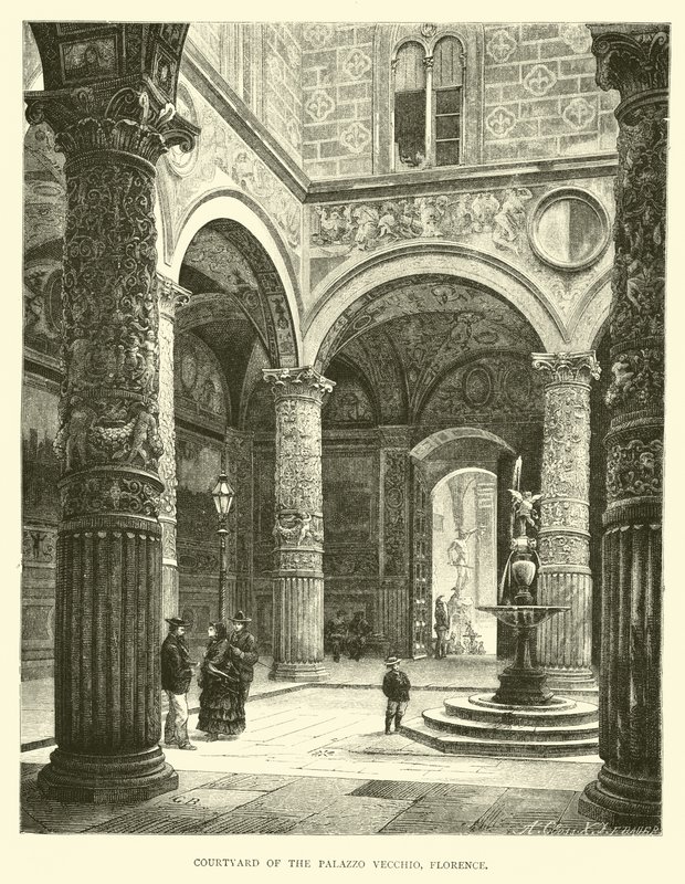 Binnenplaats van het Palazzo Vecchio, Florence door English School