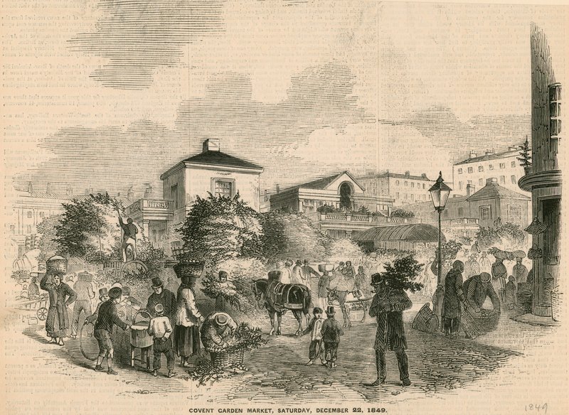 Covent Garden Market, 22 december 1849 door English School