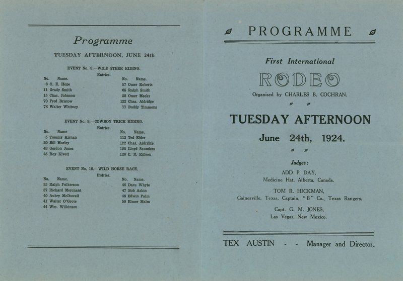 Omslag van het programma voor het eerste internationale Rodeo door English School