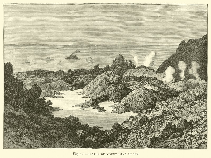 Krater van de Etna in 1834 door English School