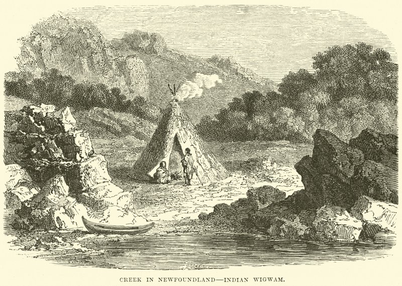 Kreek in Newfoundland, Indiaanse wigwam door English School