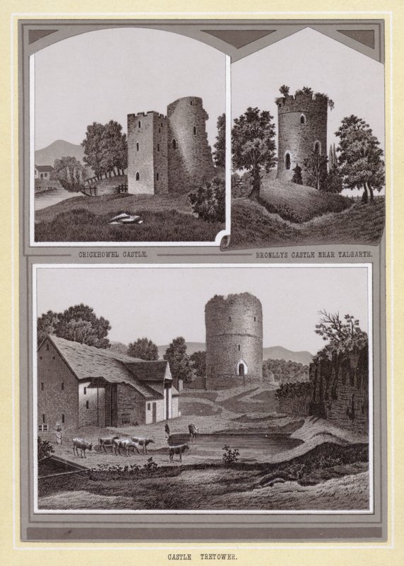 Crickhowel Kasteel; Bronllys Kasteel bij Talgarth; Kasteel Tretower door English School