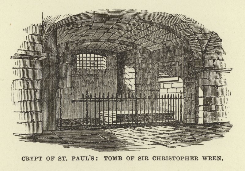 Crypte van St Pauls, Graf van Sir Christopher Wren door English School
