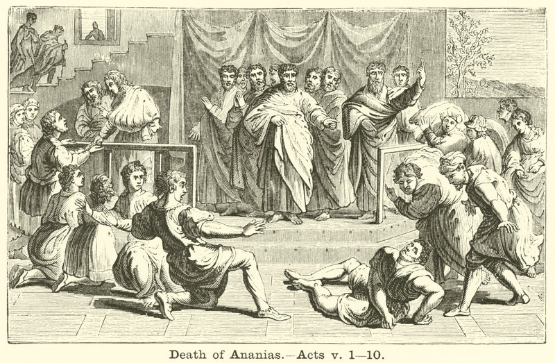 De dood van Ananias, Handelingen, v, 1, 10 door English School