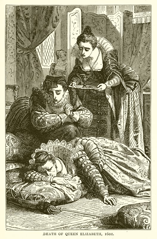De dood van koningin Elizabeth, 1601 door English School