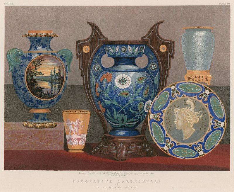 Decoratief aardewerk door M Rousseau, Parijs door English School