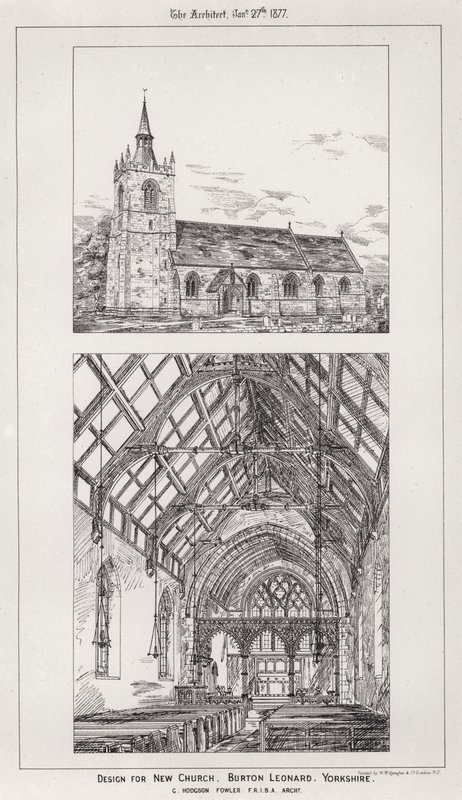 Ontwerp voor nieuwe kerk, Burton Leonard, Yorkshire door English School