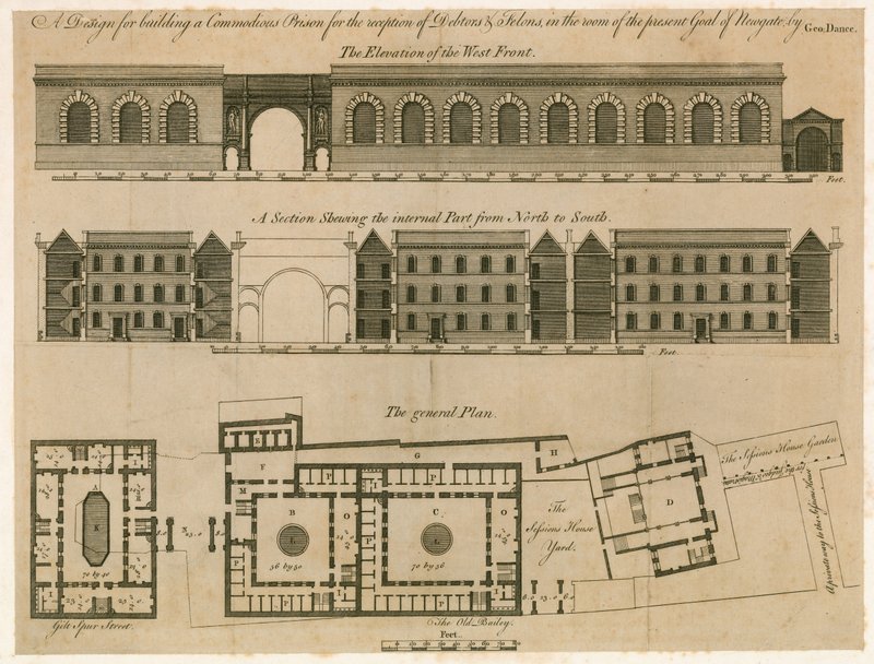 Ontwerp voor Newgate gevangenis door English School
