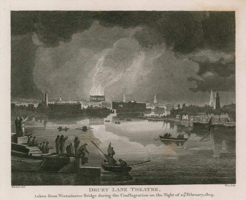 Vernietiging van Drury Lane Theatre, 24 februari 1809 door English School
