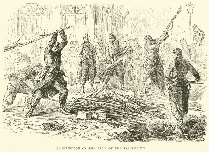 Vernietiging van de wapens van de opstandelingen, april 1871 door English School