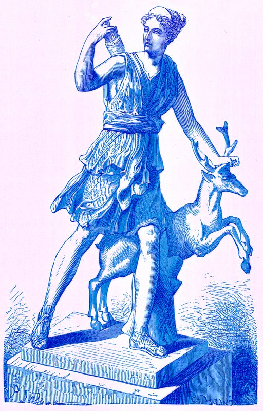 Diana met de hinde, illustratie uit Geschiedenis van Rome door Victor Duruy, gepubliceerd 1884 door English School