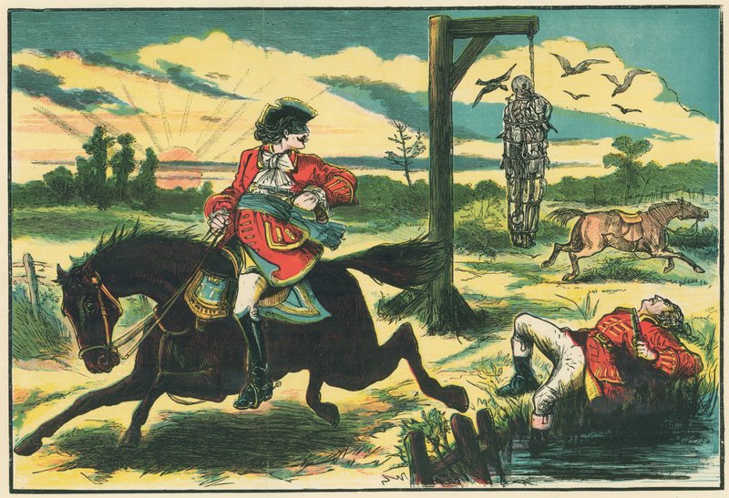 Dick Turpin schiet Pooly, de dievenvanger, op Hounslow Heath door English School
