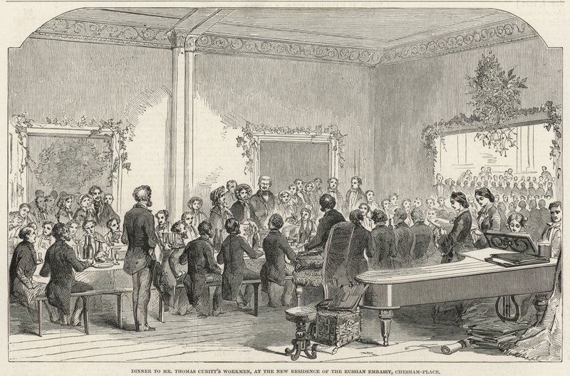 Diner voor de arbeiders van de heer Thomas Cubitt bij de nieuwe residentie van de Russische ambassade door English School