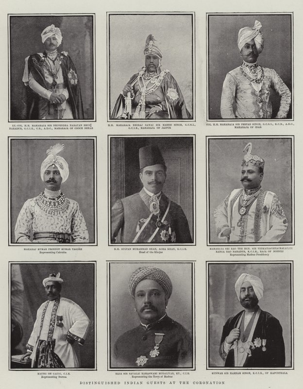Distinguished Indian Guests bij de kroning, illustratie uit The Graphic, 28 juni 1902 door English School