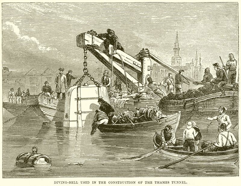 Duikklok gebruikt bij de bouw van de Thames Tunnel door English School
