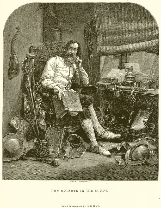 Don Quichot in zijn studeerkamer door English School