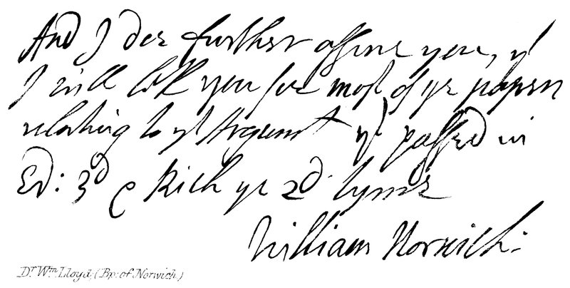 Dr Wm Lloyd, Bisschop van Norwich door English School