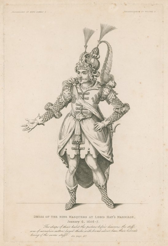 Kleding van negen maskers bij het huwelijk van Lord Hay, 6 januari 1606-7 door English School
