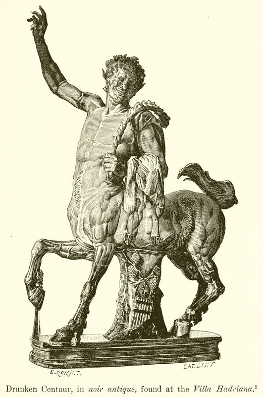 Dronken Centaur, in Noir Antique, gevonden in de Villa Hadriana door English School