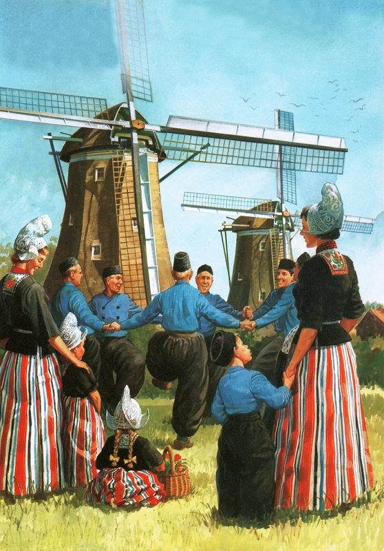 Nederlandse dans genaamd De Zevensprong, of Zeven Sprongen door English School