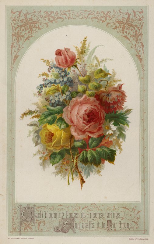Elke bloeiende bloem brengt zijn wierook en waait het naar uw troon (kleur litho) door English School