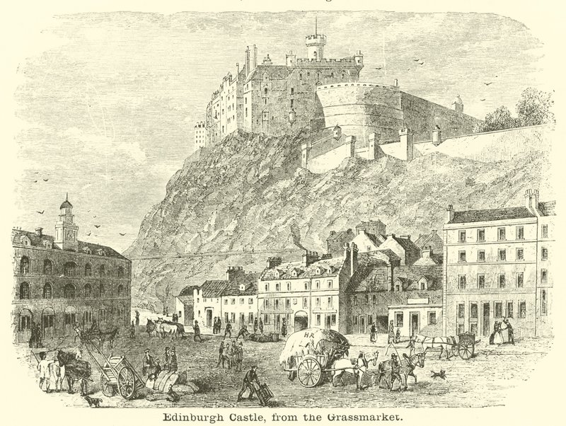 Kasteel van Edinburgh, vanaf de Grassmarket door English School