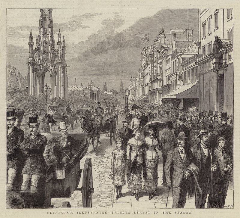 Edinburgh geïllustreerd, Princes Street in het seizoen door English School