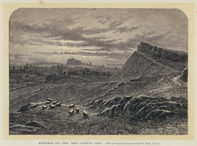 Edinburgh Oude Stad, vanaf Salisbury Craigs door English School