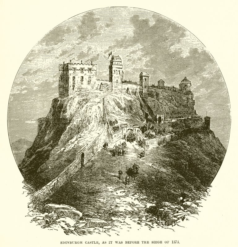 Kasteel van Edinburgh, zoals het was voor de belegering van 1573 door English School