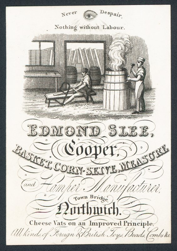 Edmond Slee, kuiper, mandenmaker, korfmaker, maat- en mandenfabrikant door English School