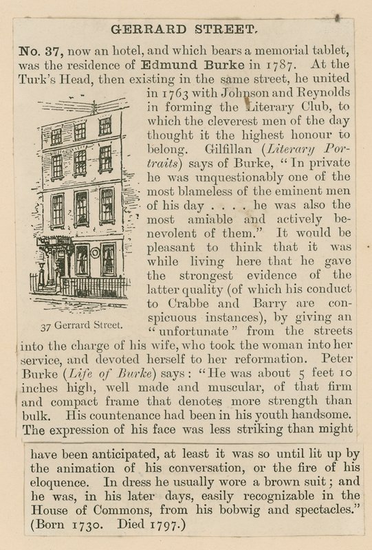 Edmund Burke en 37 Gerrard Street door English School