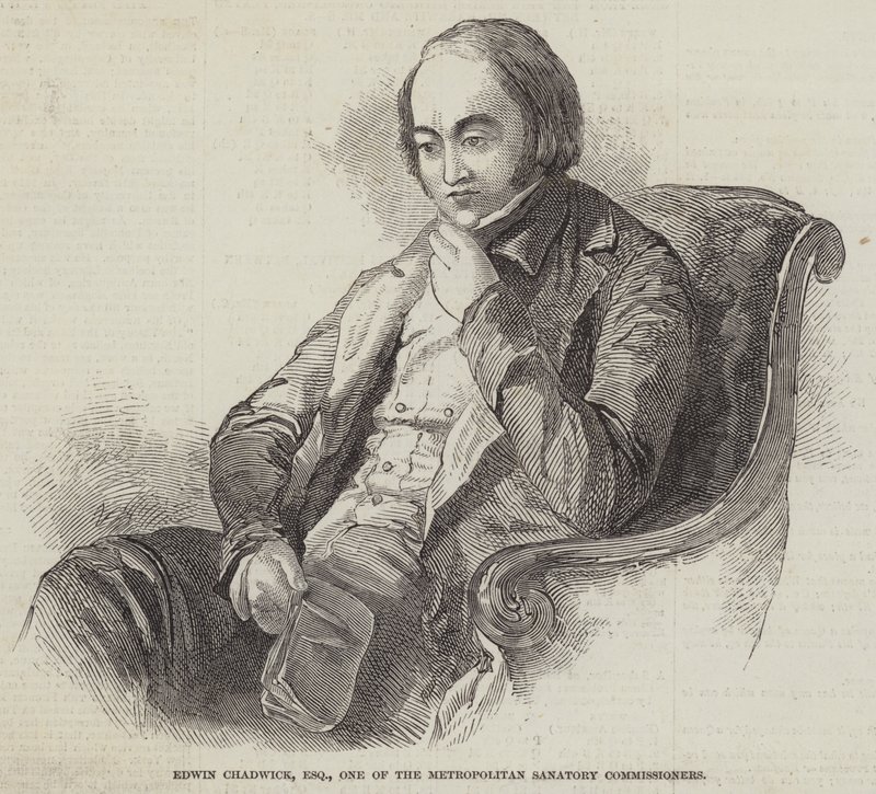 Edwin Chadwick, Esquire, een van de Metropolitan Sanitary Commissioners door English School