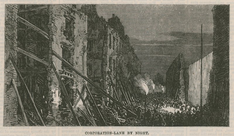 Gevolgen van de explosie in Clerkenwell: Corporation Lane 