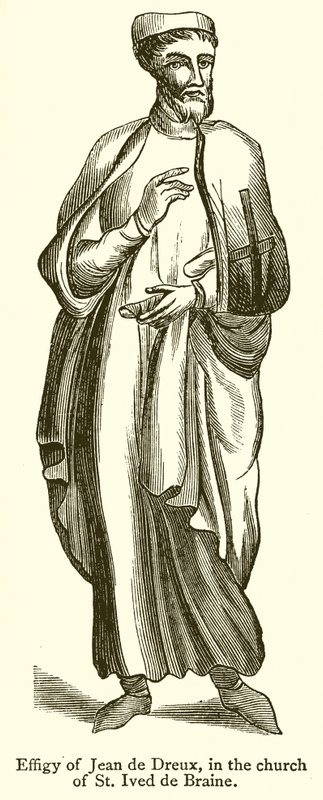Beeld van Jean de Dreux, in de Kerk van St. Ived de Braine door English School