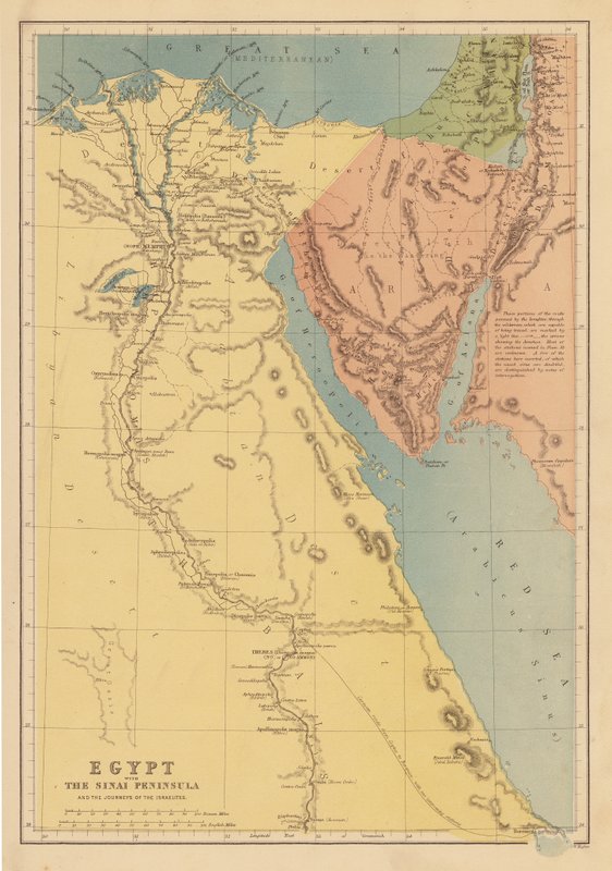 Egypte met het Sinaï-schiereiland en de reizen van de Israëlieten door English School