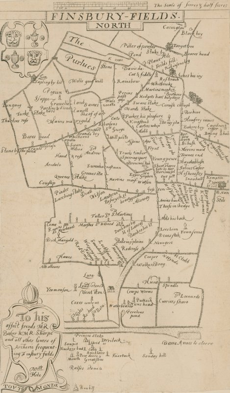 Uitwerking van een boogschietkaart uit 1594 door English School